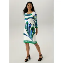 Aniston SELECTED Jerseykleid Shirtkleid Fantasievoller Alloverprint Blau/Grün 44