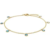 Amor Fußkette AMOR "2036447", gold (gelbgoldfarben, blau, blau), Fußketten, Damen, Edelstahl, mit Zirkonia (synth.)