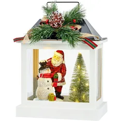 Markslöjd-BING Laterne weiss Santa/ Schneemann, LED warm weiss, batteriebetrieben 3X AA, Timer,MPN705453