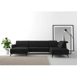 Wohnlandschaft SIT & MORE "Bailando U-Form", schwarz, B:337cm H:84cm T:205cm, Sofas, wahlweise mit Kopfteilverstellung und Vorziehsitz, motorisch