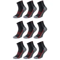 Chili Lifestyle Quarter Socken CUSHIONGrip Damen Herren Kurzsocken gepolsterte Socken, nachhaltige Baumwolle, 9 Paar weiß schwarz grau 39-42/43-46, Farbe:hellgrau. dunkelgrau.rot, Größe:43/46 - 43-46