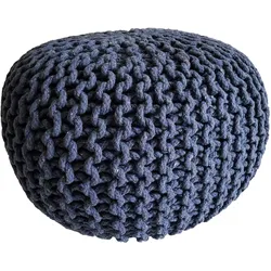 Strickhocker Pouf Sitzpouf Sitzpuff Grobstrick Pouf jeansblau 45cm