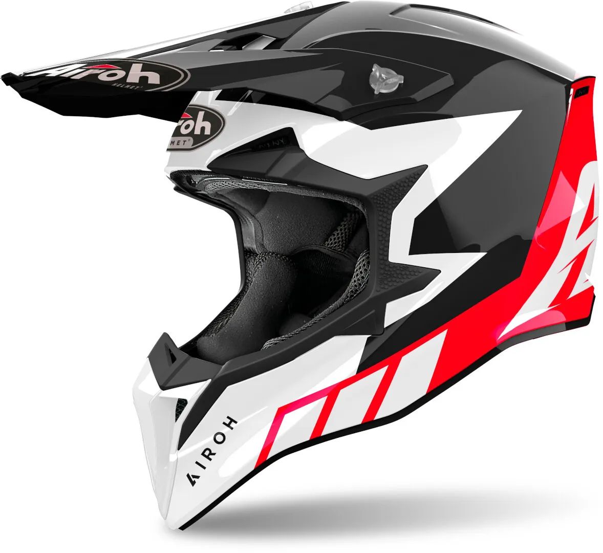 Airoh Wraaap Reloaded Motocross Helm, schwarz-weiss-rot, Größe L für Männer