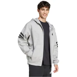 adidas Future Icons Three Stripes Full-Zip Hoodie, medium grey heather L
