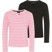 H.I.S. Langarmshirt H.I.S "2er Pack Shirts 1x uni + 1x geringelt, für Mädchen", Mädchen, Gr.