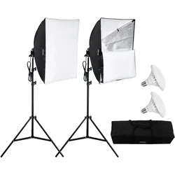 VEVOR Fotostudio Softbox Set 60x60cm 30W 5500K LED-Birnen verstellbarer Ständer