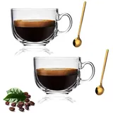 Latte Macchiato GläSer Set, 2 StüCk 440ml Espresso Tassen Set Kaffeeglas Teeglas Mit Henkel FüR Latte, Cappuccino, GeträNke, Eis, Milch