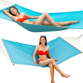 AMANKA Doppel Hängematte mit Gestell 200x120 cm Garten Hängeliege Outdoor Metall blau