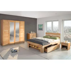 Stauraumbett HOME AFFAIRE "Triest", beige (kernbuche), B:145cm L:212cm, Betten, aus FSC-zertifizierter massive Buche