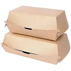 50x Sandwich-Box "Club" aus Kraftpapier kompostierbar Größe 9,1x17,7 cm