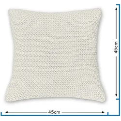wometo Kissenbezug Strick 45x45 weiß - Reißverschluss OEKO-TEX Dekokissen Sofakissen warme weiche Kissenhülle mit edlem und schlichtem Strickmuster