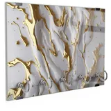 DEQORI Schlüsselbrett 'Goldene Fließkraft', (1 St), Schlüsselhalter Schlüssel Haken Schlüsselboard modern Schlüsselleiste weiß