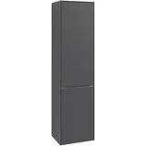 Villeroy & Boch Subway 3.0 Hochschrank mit Wäscheklappe, × 1 Tür##Anschlag (Scharnier) rechts, Black Oak Aluminium glänzend C59300AB