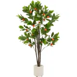 ML-Design Kunstpflanze Orangenbaum 130 cm, aus Kunststoff,