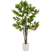 ML-Design Kunstpflanze Orangenbaum 130 cm, aus Kunststoff,
