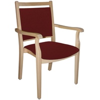 einrichtungsdesign24 Armlehnstuhl 4-Fußstuhl Holzstuhl mit Armlehnen André Seniorenstuhl Esszimmer, Gestell aus Massivholz, stapelbar rot