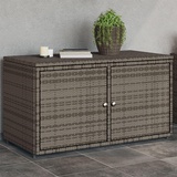 Myheimly Gartenschrank, Geräteschrank mit viel Stauraum, Beistellschrank Schrank mit Türen, Balkonschrank Terrassenschrank, Poly Rattan Gartenschrank Grau,110x55x60.5 cm