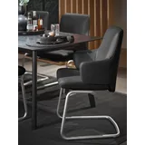 Polsterstuhl STRESSLESS "Laurel", schwarz (schwarz batick, chrom matt), B:58cm H:92cm T:60cm, Leder BATICK: BATICK ist ein leicht korrigiertes, durchgefärbtes und genarbtes Möbelleder, bei dem die meisten Unebenheiten und Spuren in der Regel entfernt wurden., Stühle, Low Back mit Armlehne, Größe L, mit Beinen aus Stahl in Chrom matt