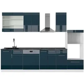 Vicco Küchenzeile Fame-Line 300 cm Dunkelblau Hochglanz/Weiß