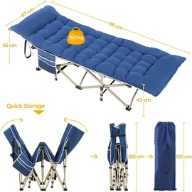 Yaheetech Feldbett mit Matratze Blau/Grau