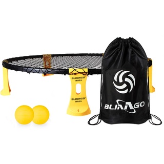 Mookis Blinngoball Roundnet-Spiele für Familien spiderball Set Ball Trampolin bestehend aus Spielnetz, 2 Bällen, Kordelzug, Ballpumpe mit 1 Nadel und Handbuch