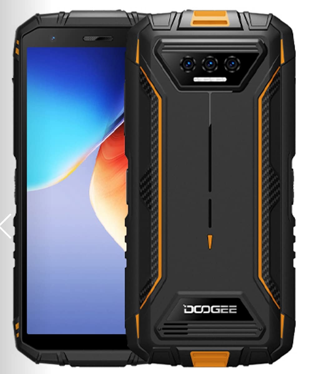 DOOGEE Android 12 Outdoor Handy Ohne Vertrag S41 PRO, Octa Core 4GB+32GB (1TB Erweiterbar), 6300mAh Akku, 13MP Dreifachkamera, IP68 IP69K Stoßfestes Smartphone Dual-SIM, 5,5'' HD+, GPS NFC Orange