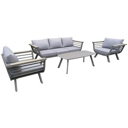 GARDEN PLEASURE Gartenmöbel »Aroa«, 5 Sitzplätze, Aluminium/Polyester, inkl. Auflagen - grau