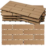 Wolketon Wpc Terrassenfliesen 10 M2, 30 X 60 Cm 60 Stücke, Terrassendielen Mit 10 Latten In Holzoptik, Für Garten Balkon Bodenbelag Mit Drainage Und Klicksystem, Teak