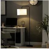 Homcom Stehlampe Wohnzimmer Stehleuchte mit Stoff-Lampenschirm, Fußschalter, Standleuchte mit E27 Fassung, Standlampe mit Stahlständer für Schlafzimmer, Weiß