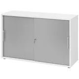 bümö Aktenschrank 2 Ordnerhöhen 80 x 40 x 200 Weiß/silber