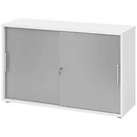 bümö Aktenschrank 2 Ordnerhöhen 80 x 40 x 200 Weiß/silber