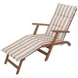 HOBBYGARDEN Auflagen für Deckchair, Liegenauflage, Gartenliege Auflage, Polsterauflage für Sonnenliege, Produktabmessung: 182x42x4 cm, Beige mit Streifen