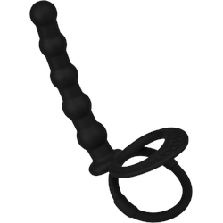Analkette mit Penis- und Hodering, 19 cm, schwarz