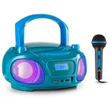 Auna Roadie Sing CD Boombox Boombox (FM-Radio, Kinder CD Player tragbar Musikbox Bluetooth CD Spieler Radio Soundbox)