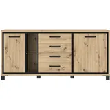 Forte Sideboard Trondheim 177,4 x 81,3 x 41,5 cm Schwarz / Artisan Eiche