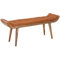 Sitzbank FineBuy Flurbank Chesterfield Echtleder Polsterbank 125x50x38 cm Bank