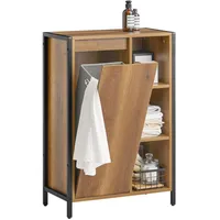 SoBuy Wäscheschrank mit ausklappbarem Wäschesäcken Holz Metall Braun BZR65-PF