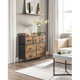VASAGLE Boxxx Kommode 98 x 85 x 28,5 cm Braun / Schwarz