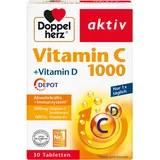 Doppelherz Vitamin C 1000 Tabletten 30er – Hochdosiertes Nahrungsergänzungsmittel mit Vitamin C und D zur Unterstützung des Immunsystems und zum Schutz der Zellen, 41g