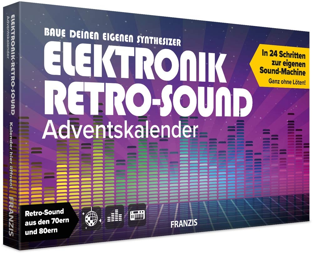 FRANZIS 67176 - Elektronik Retro Sound Adventskalender, in 24 Schritten zur eigenen Sound-Machine, inkl. 28-seitigem Begleitbuch, ohne Löten