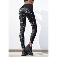 LASCANA Leggings »-Sporthose Black Marble«, mit Mesh Gr. 48/50 N-Gr, schwarz-marmoriert-weiß, , 36201433-48 N-Gr