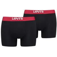 Levi's Herren Boxer Brief Organic, Logobund Schwarz/Rot Baumwolle Large