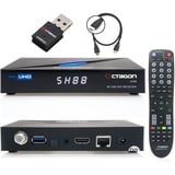 Octagon SX88 4K Linux Sat Receiver + 300Mbit WiFi Stick + HM-SAT HDMI Kabel - mit PVR Aufnahmefunktion, Smart TV Streaming Box, Sat to IP, Unicable, Mediathek, YouTube, Internet Radio, Multistream