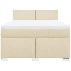 vidaXL Boxspringbett mit Matratze Creme 160x200 cm Stoff