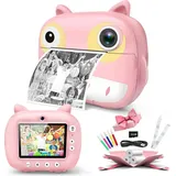 Niedliche 2,5K-Sofortbildkamera fuer Kinder, 12 MP Kinder-Digitalkamera, Kinder-Sofortbildkamera mit 2,4-Zoll-IPS-Bildschirm, 10-facher Digitalzoom... - Rosa