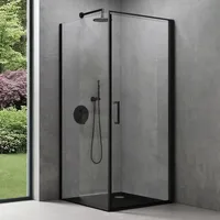 SoGood doporro Eck-Duschkabine 75x90x195cm Eckdusche in schwarz mit Hebe- und Senkmechanismus ESG-Sicherheitsglas Klarglas inkl. beidseitiger Easy-Clean-Beschichtung Ravenna36-plus