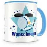 Samunshi® Kindertasse mit Namen Tasse Polizei Hubschrauber Personalisierte Tasse mit Namen Kinder Kinderbecher mit Namen Kindergarten blau 300ml