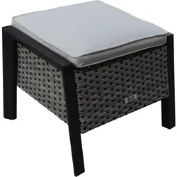 Ploß Louvra 2 Design-Fußhocker, natur/anthrazit, Polyrattan, 59x55x46cm, inkl. Polster