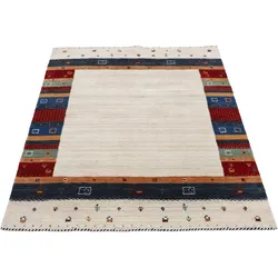 Wollteppich CARPETFINE "Gabbeh Nura", beige, B:140cm H:15mm L:200cm, Wolle, Teppiche, Sehr weicher Flor