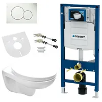 Geberit Komplettset Wand Hänge WC Spülrandlos, Deckel, Vorwandelement, Schallschutz,